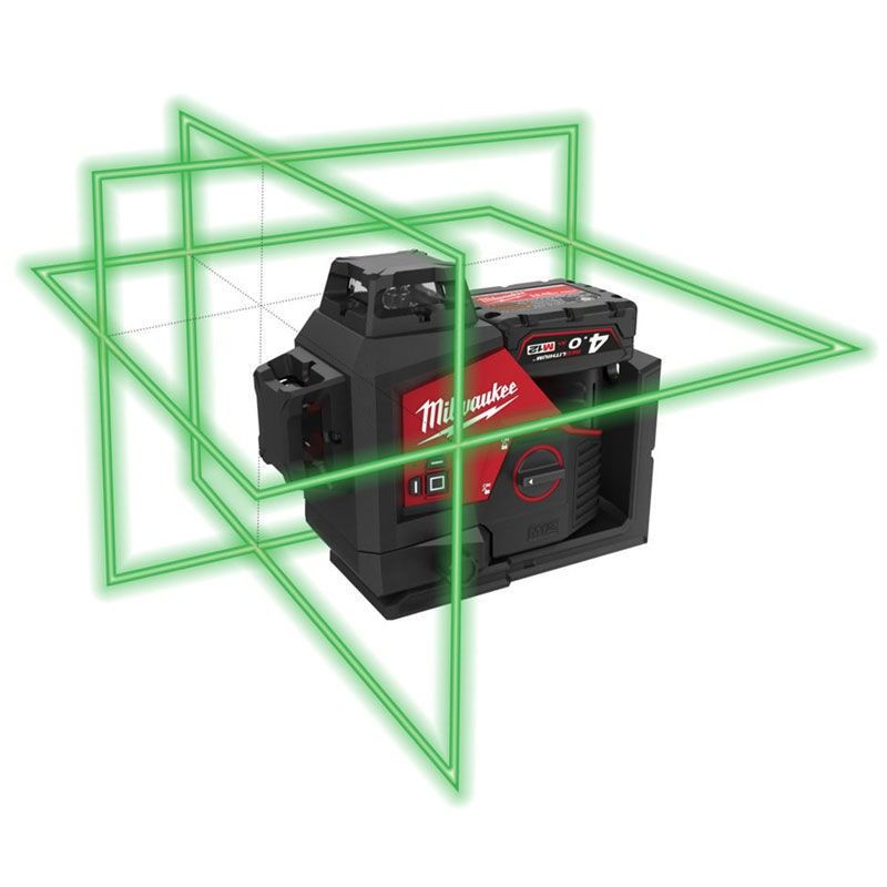 Milwaukee Treplanslaser Grön M12 3PL-401C 12V (1x4,0ah)