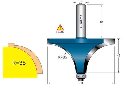 Cobolt Avrundningsfräs R=35 D=83 S=12