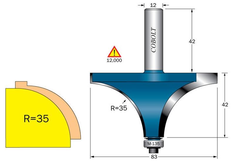 Cobolt Avrundningsfräs R=35 D=83 S=12