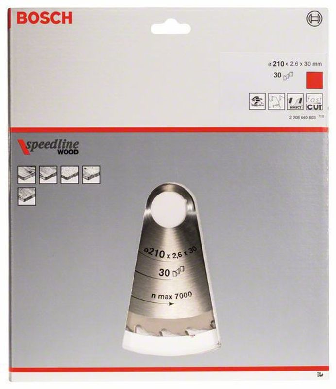 Bosch Sågklinga 210x30x2,6mm 30T Speedline Wood