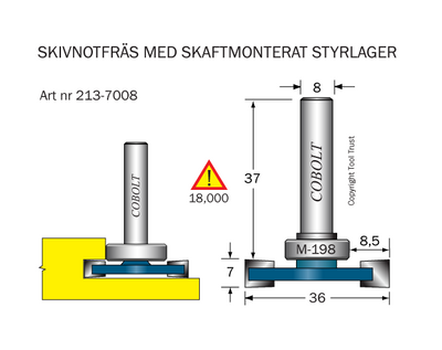 Cobolt Skivnotfräs L=7/ F=8,5 / D=36