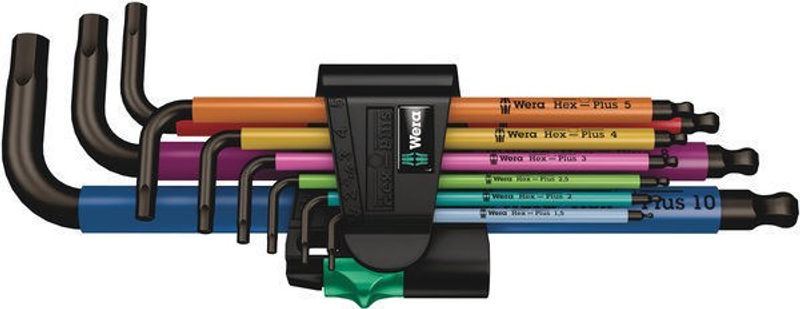 Wera 950/9 Hex-Plus Multicolour 1 SB L-nyckelsats, 9 delar