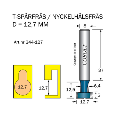 Cobolt T-Spårfräs D=12,7 d=64 L=5