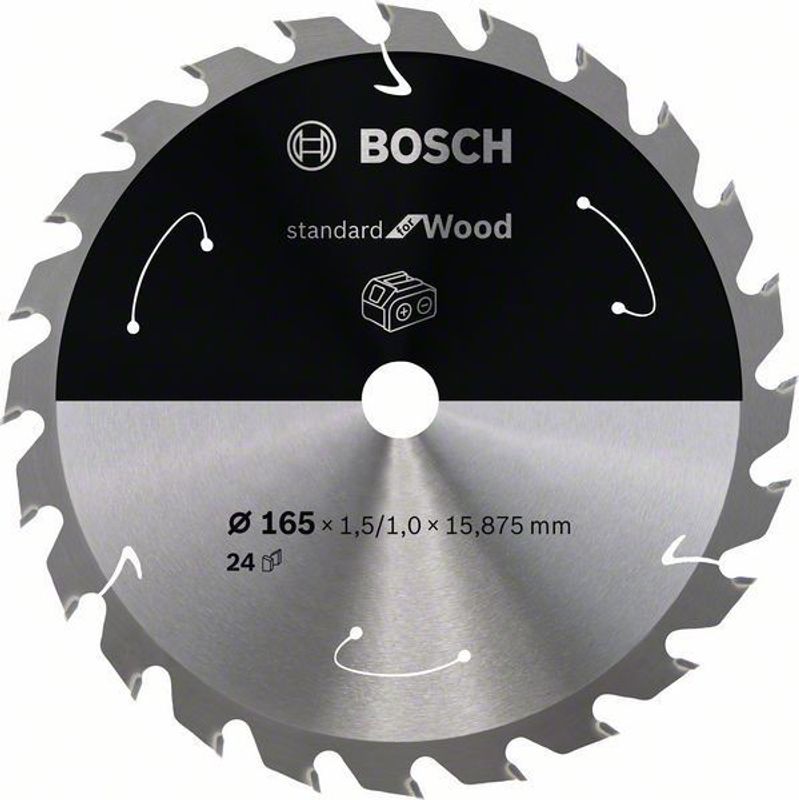 Bosch Standard for Wood cirkelsågklinga för sladdlösa sågar 165x1,5/1x15,875 MM T24