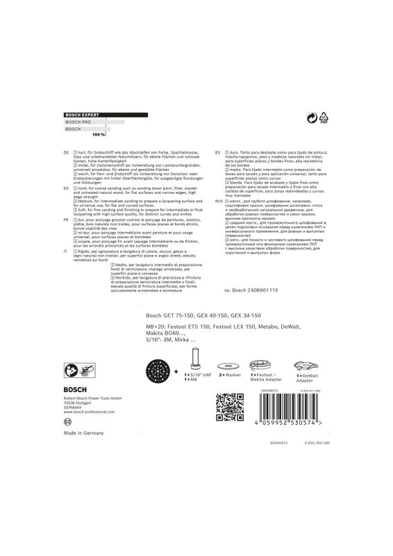 Bosch Expert Multihål stödrondell Universal 150mm Mjuk/Medmium/Hård