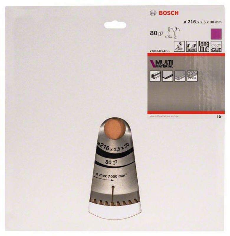 Bosch Cirkelsågklinga 216mm 80T (Aluminium, Trä, Laminat, Epoxy)