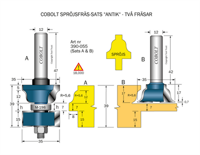 Cobolt Spröjsfräs-sats D=35 L=15