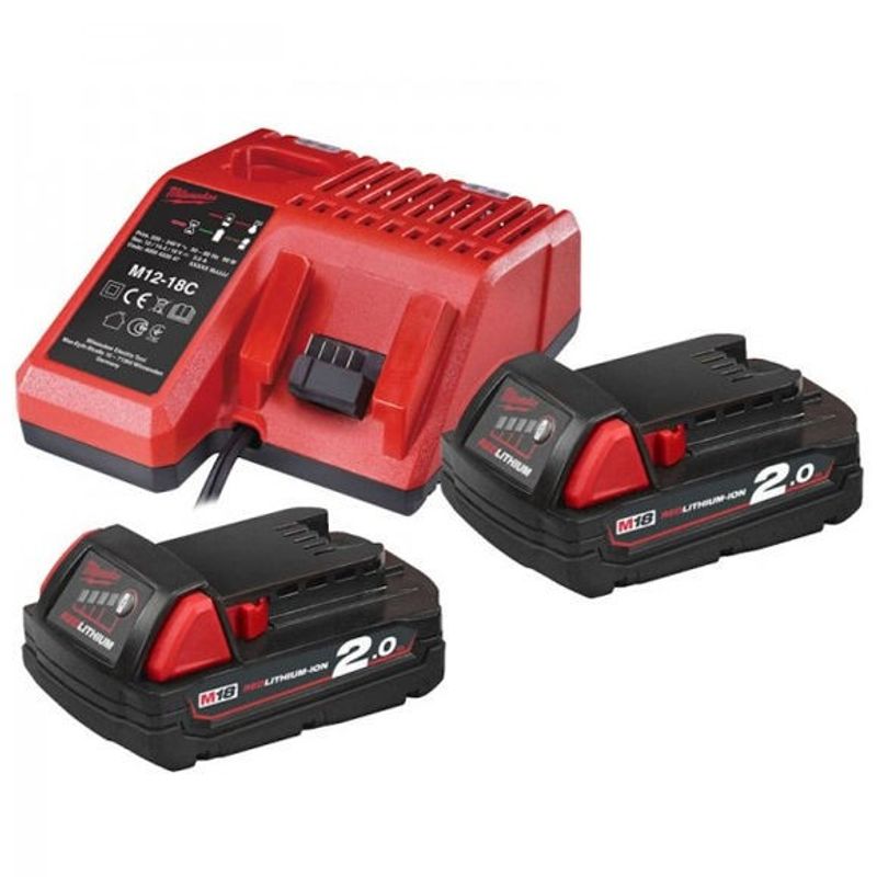 Milwaukee M18 NRG-202 Batteri-/Laddpaket (2x2,0ah + Laddare)