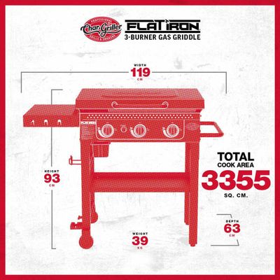 Char-Griller 3-brännare Flat Iron Gas Griddle