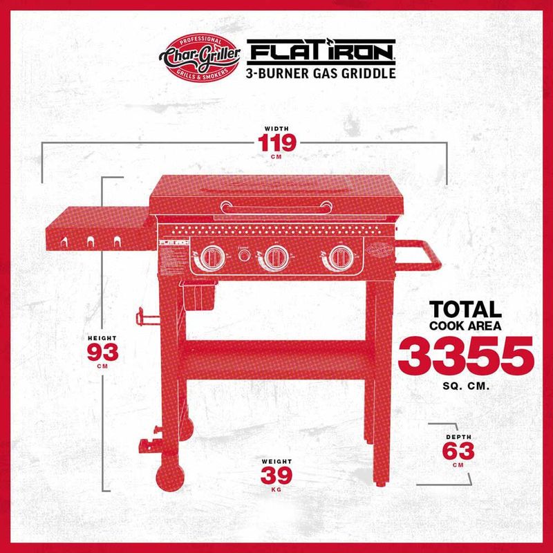 Char-Griller 3-brännare Flat Iron Gas Griddle