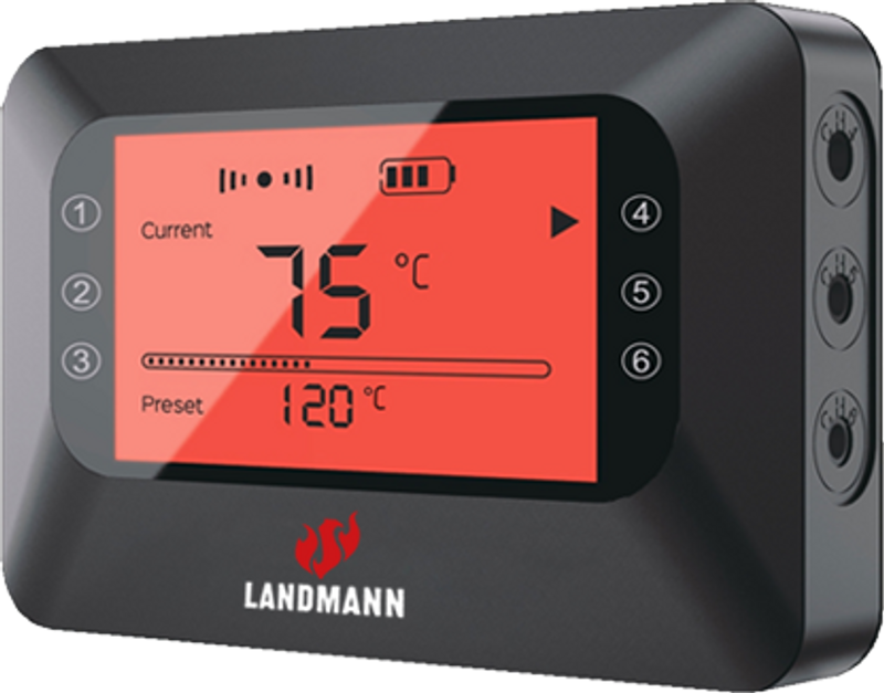Landmann Smarttermometer med bluetooth, Belyst LCD display