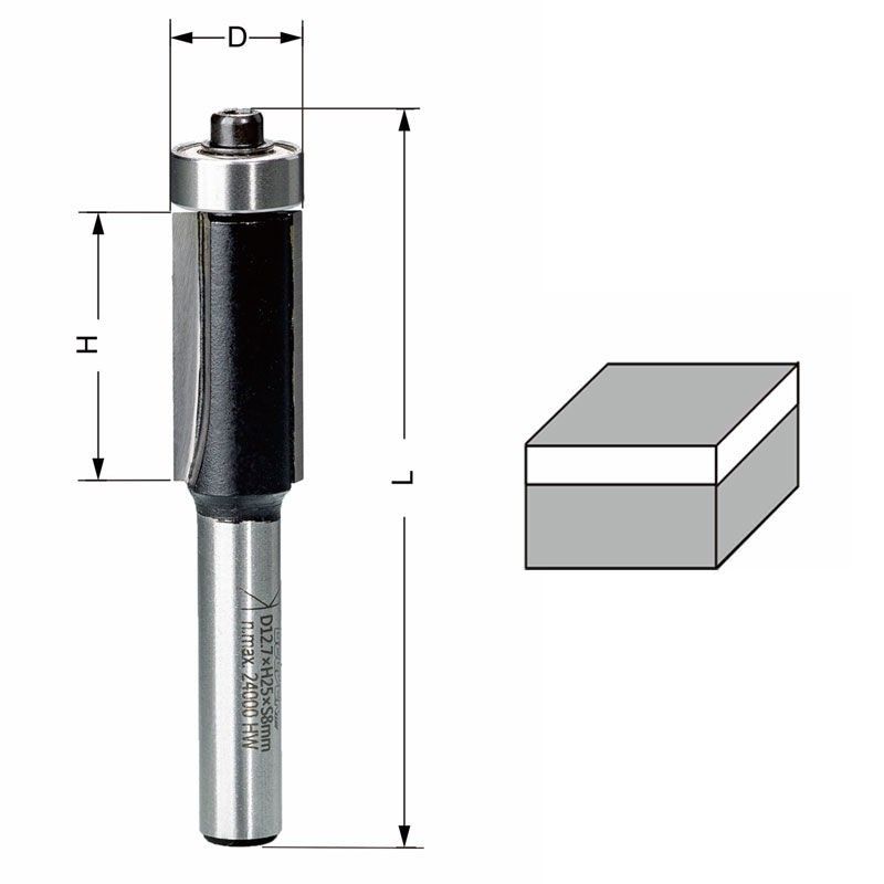 Delver Kantfräs m. Styrlager 12.7×25×70 S=8