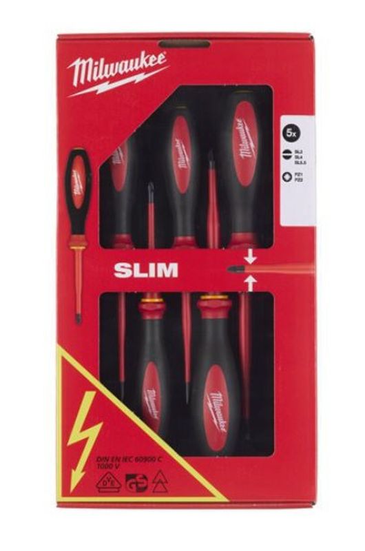 Milwaukee Skruvmejselsats VDE Slim 5-delar
