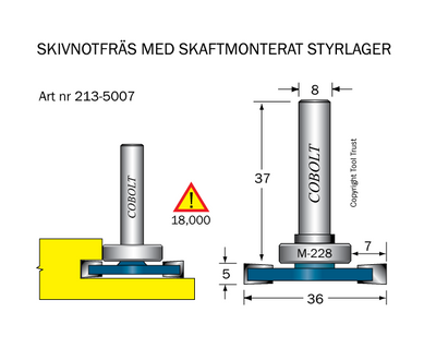 Cobolt Skivnotfräs L=5 / F=7 D=36 S=8