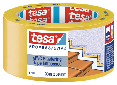 Tesa sPVC 67001 Byggtejp Räfflad Gul 50 mm x 33 m
