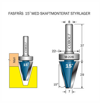 Cobolt Fasfräs 15° med skaftlager M-228