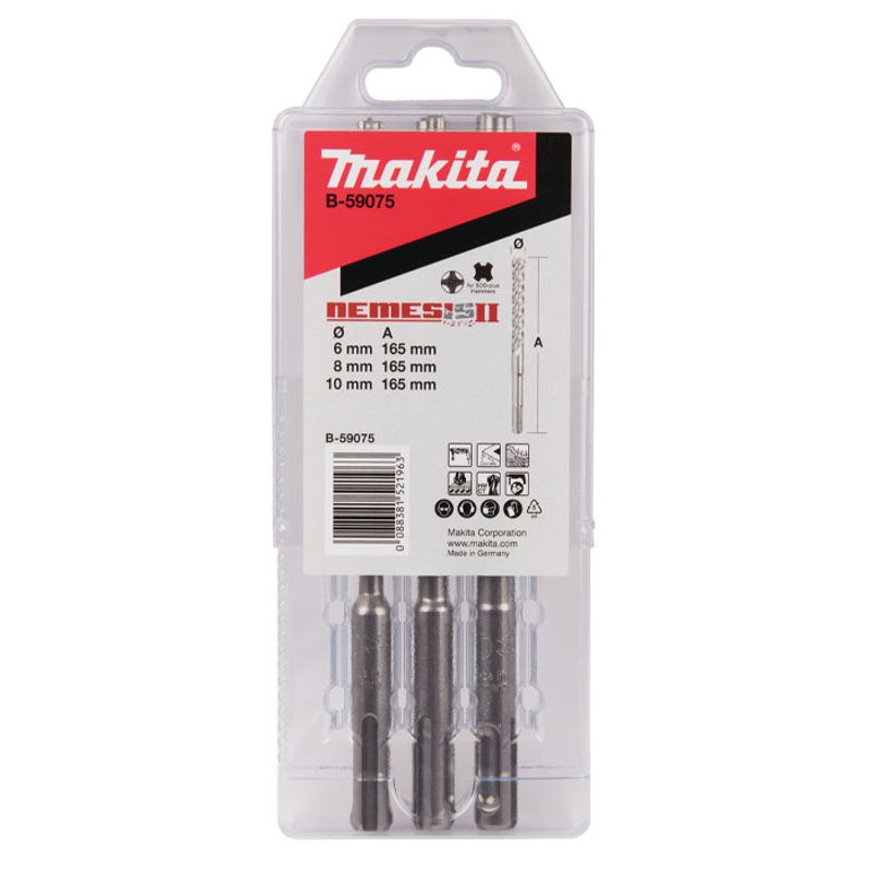 Makita B-59075 Borrset SDS-Plus 4-skärs Nemesis2 3-delar