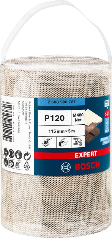 Bosch Expert M480 slipnätrullar 115mm 5m för trä, färg och gips