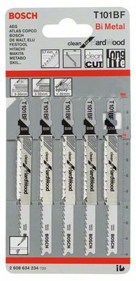Bosch T101BF Sticksågsblad 5-P (Hårda träslag)