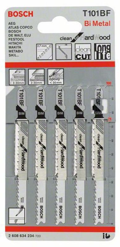 Bosch T101BF Sticksågsblad 5-P (Hårda träslag)
