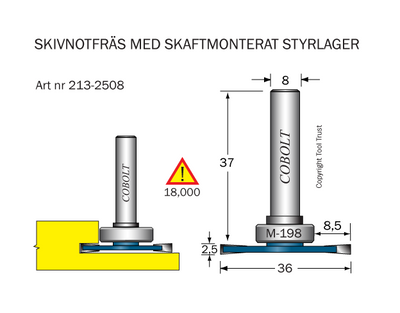 Cobolt Skivnotfräs L=2,5 / F=8,5 D36