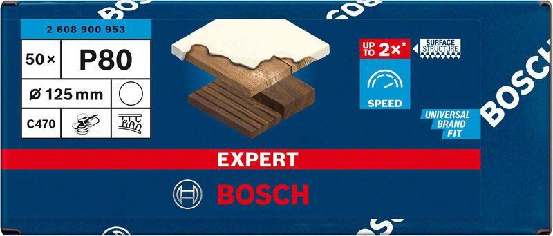 Bosch Expert C470 slippapper utan hål för vinkelslipar och borrmaskiner 125mm 50 st