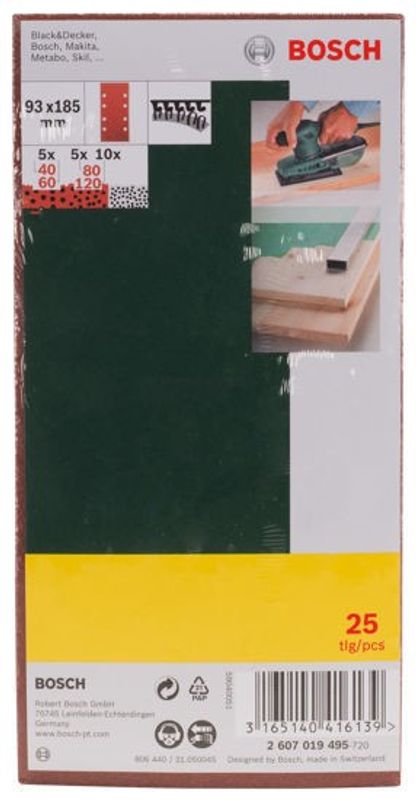 Bosch Planslippapper 93x185mm MIX-PACK (25st)