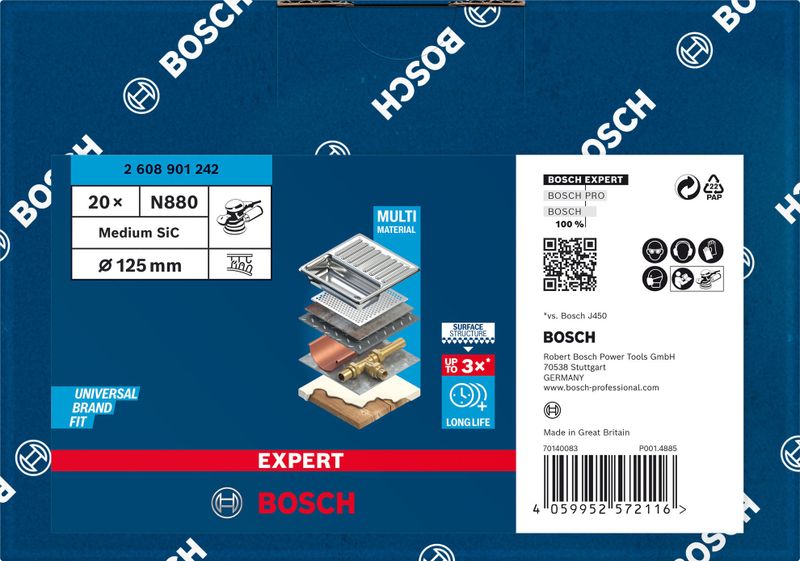 Bosch Expert N880 fleeceskiva för excenterslipar 125mm 20st för trä & färg