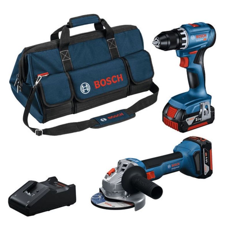 Bosch Verktygsset 18V GSR 18V-45 + GWS 18V-8 2x4,0Ah i väska