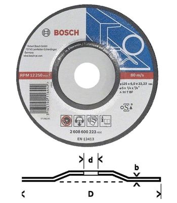 Bosch Navslipskiva 6 mm för metall/rostfritt