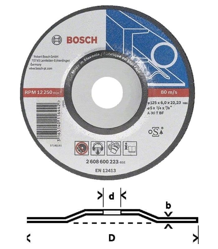 Bosch Navslipskiva 6 mm för metall/rostfritt