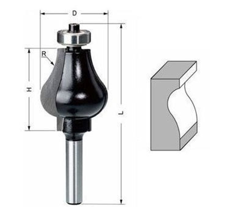 Delver Ellipsprofilfräs 32x38xR25x85 S=8