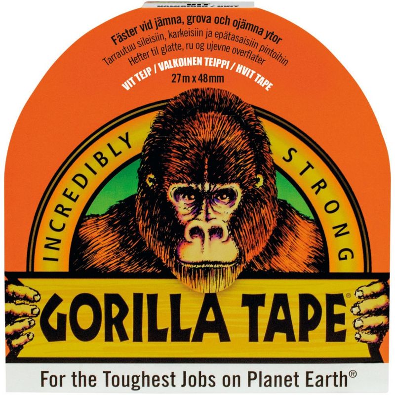 Gorilla Vävtejp Vit – 27 m, Extra Stark & Väderbeständig