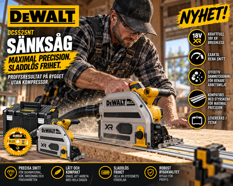 DeWalt DCS525NT – ny 18V XR sänksåg för precisa snitt