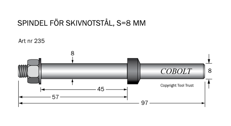 Cobolt Spindel S=8 TL=97