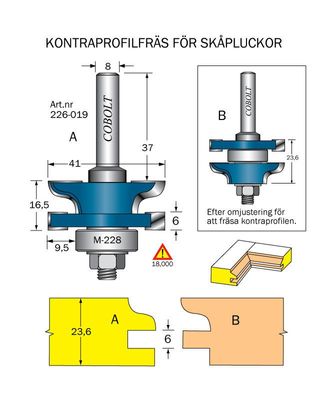 Cobolt Kontraprofilfräs D=41, Not=6