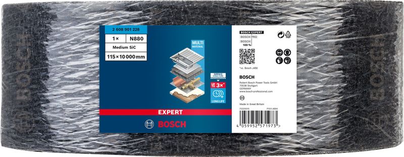 Bosch Expert N880 fleecerulle för handslipning 115mm x 10m för trä & färg