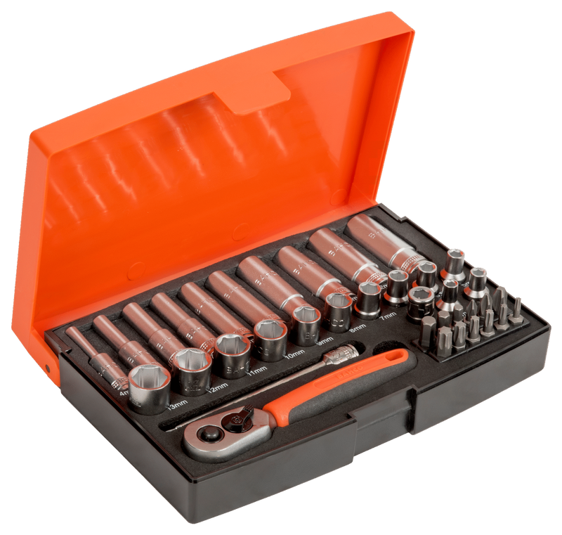Bahco SL25L Hylsnyckelsats 1/4" Långa Hylsor 37-delar