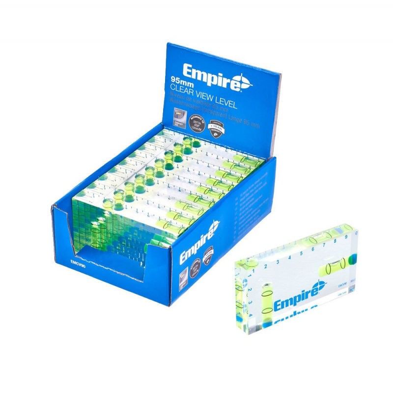 Empire Vattenpass 95 x 49 x 15 mm i klar splitterfri Akrylglas med dubbla CNC