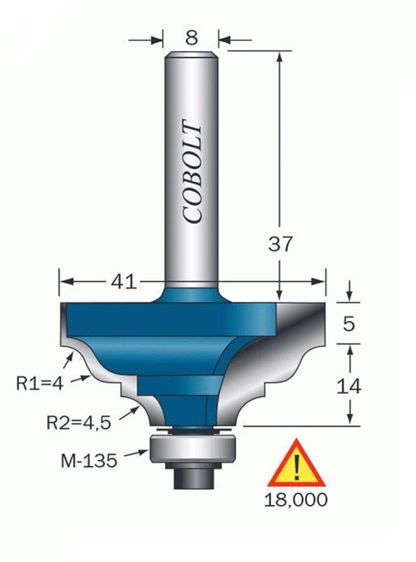 Cobolt Kantprofilfräs D=41 R=4 & 45