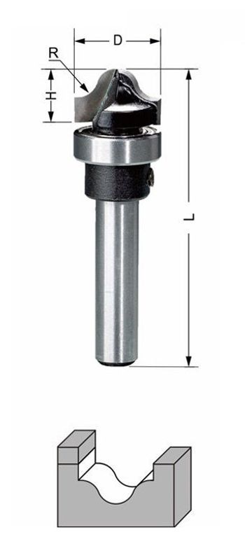 Delver Dekor-/Mallfräs R=4D=16 H=10 L=54,5 S=8