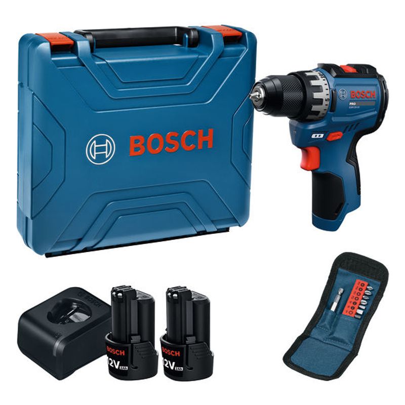 Bosch GSR 12V-31 Skruvdragare 12V 2x2,0Ah med bitsats