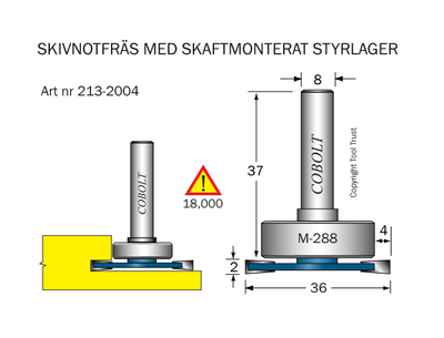 Cobolt Skivnotfräs L=2 / F=4 D=36 S=8