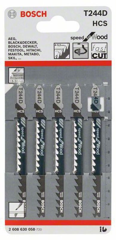Bosch T244D Sticksågsblad 5-P Mjuka träslag