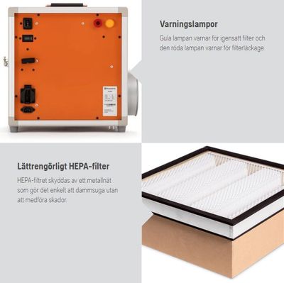 Husqvarna A1000 Luftrenare 1000m3/h, förfilter+H13