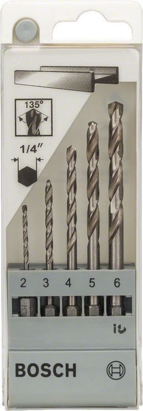 Bosch Metallborrsats HSS-G DIN 338 5-delar 2–6 mm