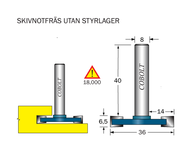 Cobolt Skivnotfräs L=6.5 D=36 S=8
