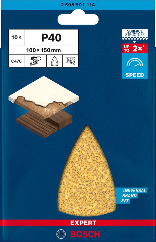Bosch Expert C470 slippapper med 7 hål för multislipar 100 x 150mm 10st för hårt trä, måla på trä