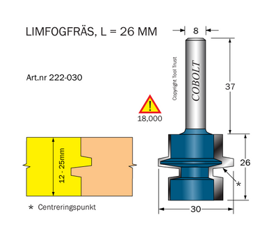 Cobolt Limfogfräs L=26 D1=30 D2=22 D3=142