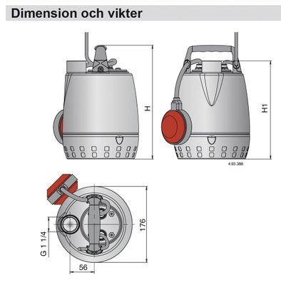 Calpeda länspump dränkbar calpeda anslut.inv 1 1/4" 230 V